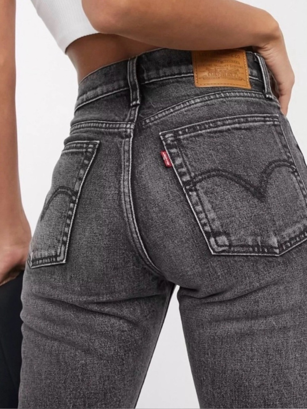 LEVI’S Wedgie Straight Vintage Washed Black Denim Jeans Size 24 - Picture 6 of 12